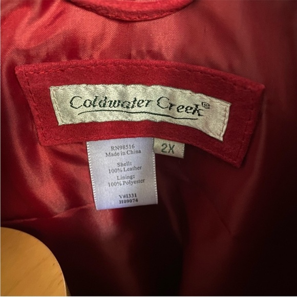 Coldwater Creek Red Suede Leather Jacket Classic Coat Size 2X - Picture 7 of 16